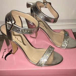 Silver sparkly heels